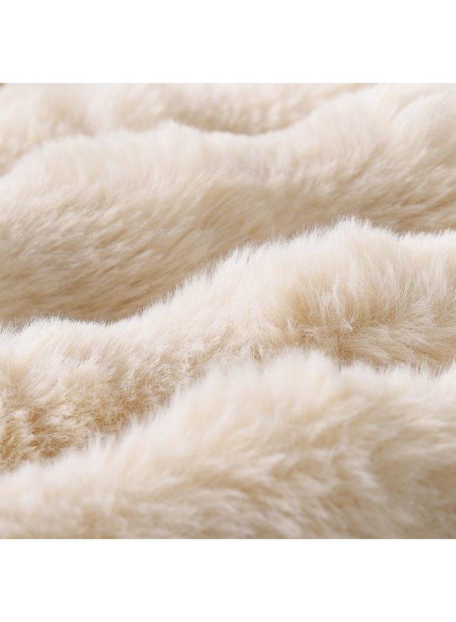 MADIZZ Pack of 2 Thick Plush Wool Throw Pillow Covers 12x20 Inch Beige Soft Decorative Cushion Cover for Sofa Bedroom Pillow Shell - Image 4