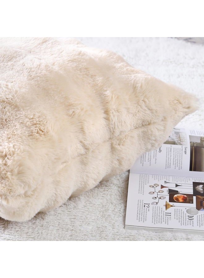 MADIZZ Pack of 2 Thick Plush Wool Throw Pillow Covers 12x20 Inch Beige Soft Decorative Cushion Cover for Sofa Bedroom Pillow Shell - Image 3