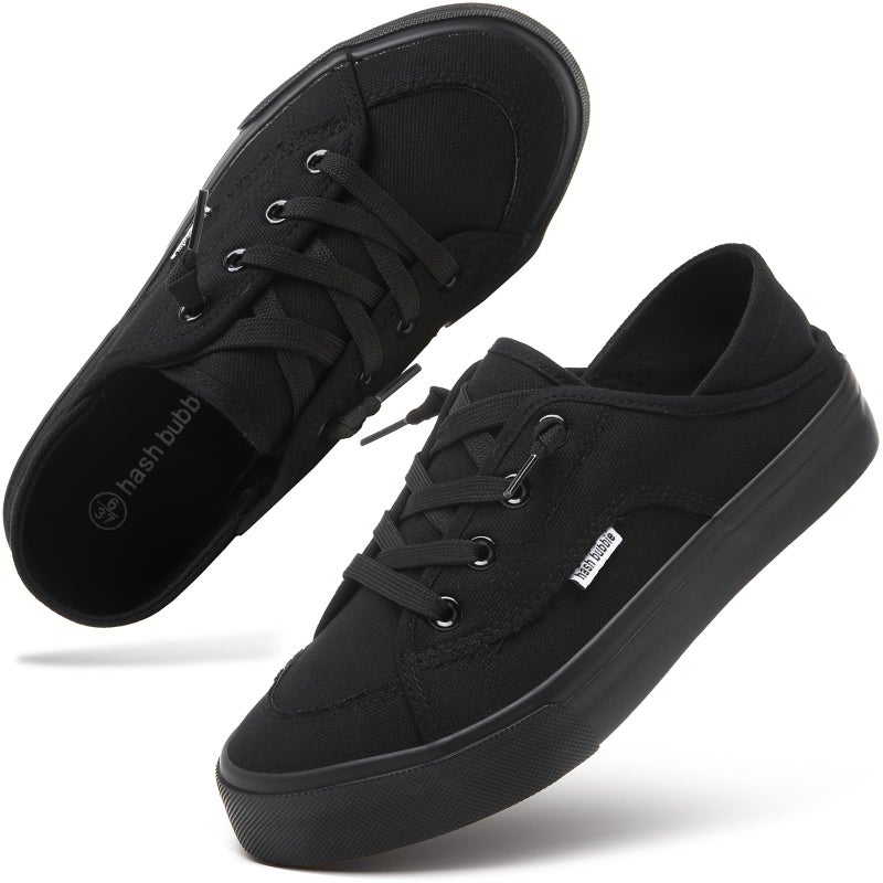 hash bubbie Women's Slip on Shoes Canvas Shoes Non Slip Fashion Canvas Sneakers for Women Low Top Loafers(Full Black.US8.5) - Image 1