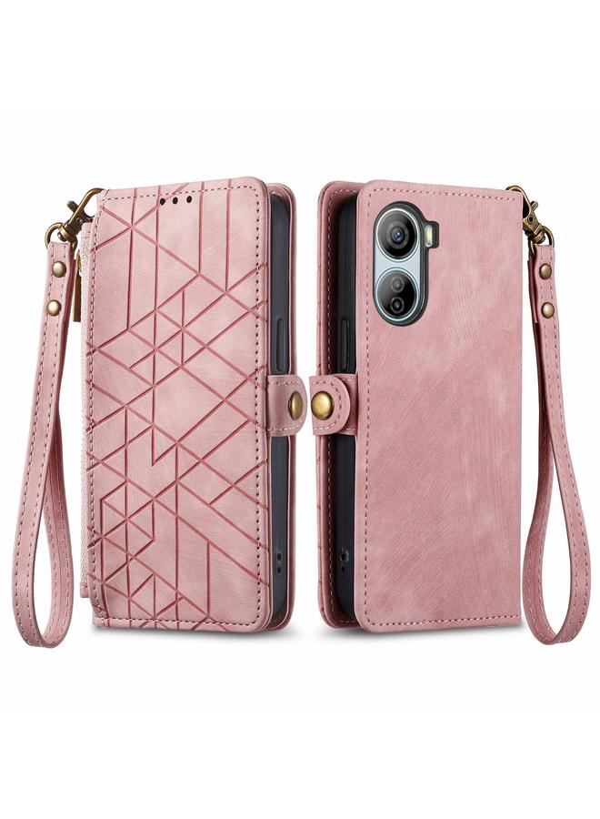 Case For ZTE Libero 5G IV Geometric Zipper Wallet Side Buckle Leather Phone Case
