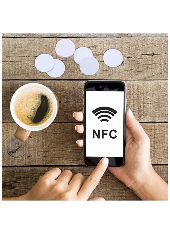 Generic - 50 Pieces 215 NFC Card Tag Blank White PVC Card NFC Coin Cards Compatible with Tagmo and NFC Enabled Mobile Phones and Devices Round 25 mm 1 Inch - Image 1