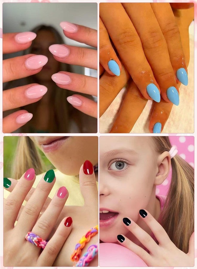 Wsimily 576 Piece Kids Short Press on Nails, Wsimily 24 Colors Little Girls Almond False Nails Acrylic Full Cover Fake Nails with Nail Adhesive Tabs, Children Women Girls Artificial Fingernails Decor - Image 5