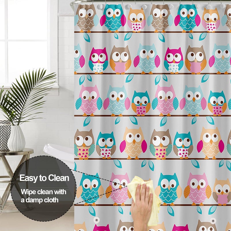 Myratts Plastic Shower Liner - Premium PEVA 4G Shower Curtain Liner with Rustproof Grommets and 3 Weighted Magnets, Waterproof Shower Curtain for Bathroomâ€¦ (Owl, 72â€*72â€) - Image 4
