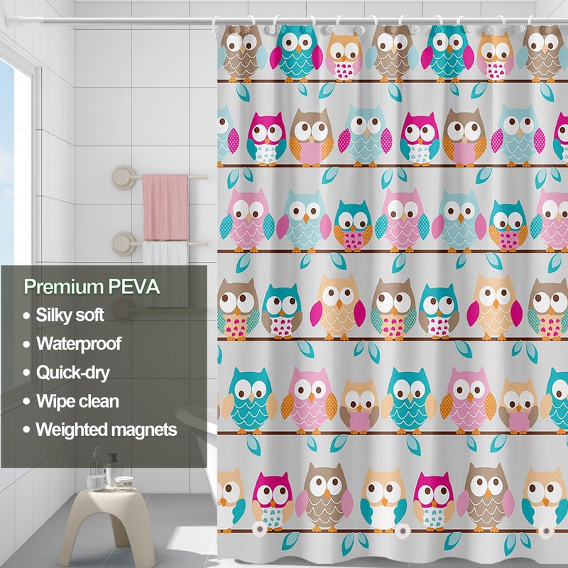 Myratts Plastic Shower Liner - Premium PEVA 4G Shower Curtain Liner with Rustproof Grommets and 3 Weighted Magnets, Waterproof Shower Curtain for Bathroomâ€¦ (Owl, 72â€*72â€) - Image 2