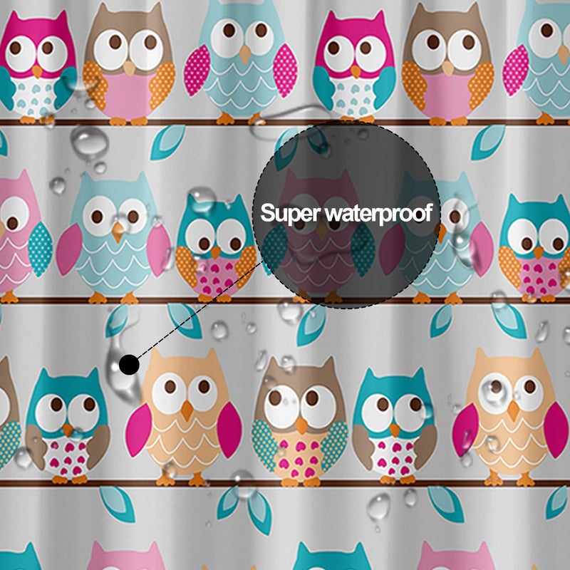 Myratts Plastic Shower Liner - Premium PEVA 4G Shower Curtain Liner with Rustproof Grommets and 3 Weighted Magnets, Waterproof Shower Curtain for Bathroomâ€¦ (Owl, 72â€*72â€) - Image 3
