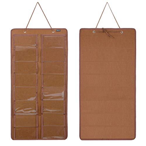 AROUY Sunglasses Organizer Storage, Hanging Dust Proof Wall Pocket Glasses Organizer - 16 Felt Slots Sunglass Organizers Holder with Metal Hook and Sturdy Rope (Brown, Dust Proof) - Image 5