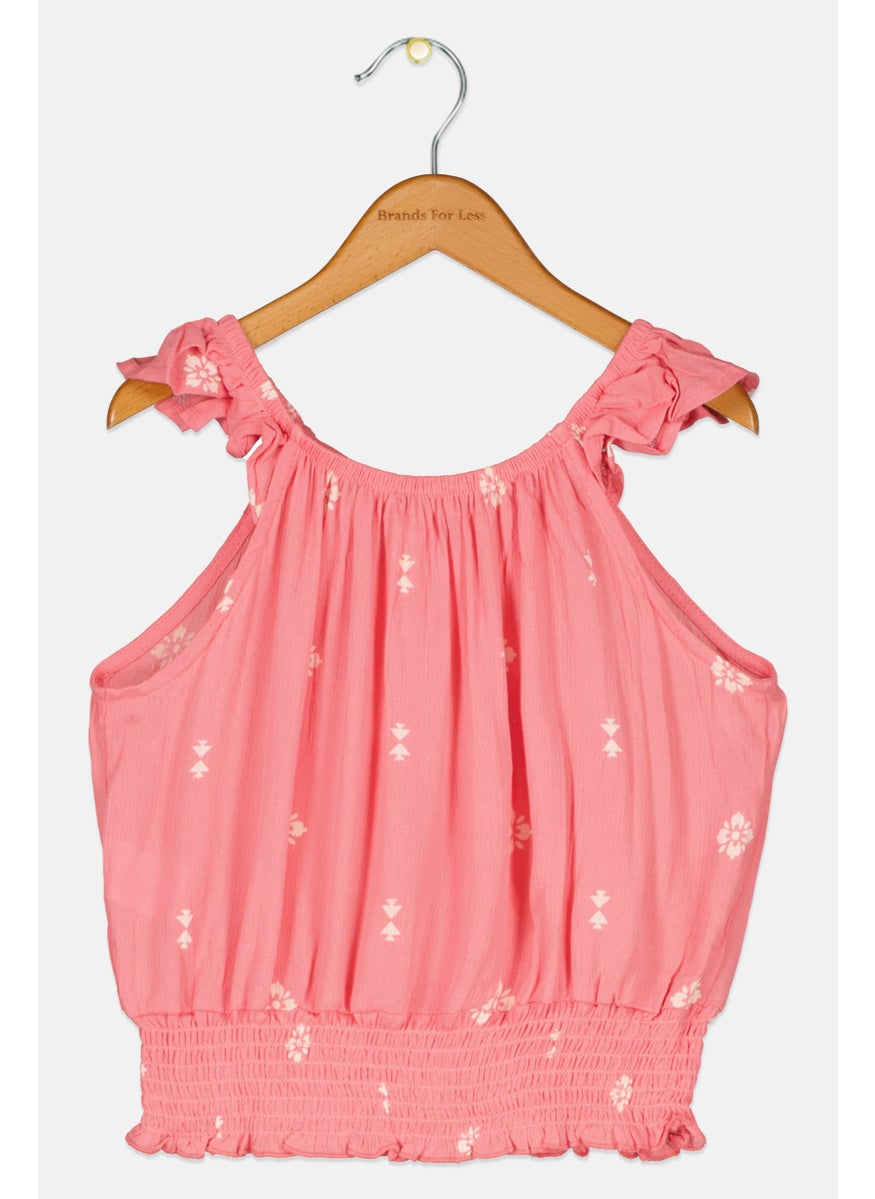 Speechless  - Kids Girl Floral Print Tops, Pink Combo - Image 1