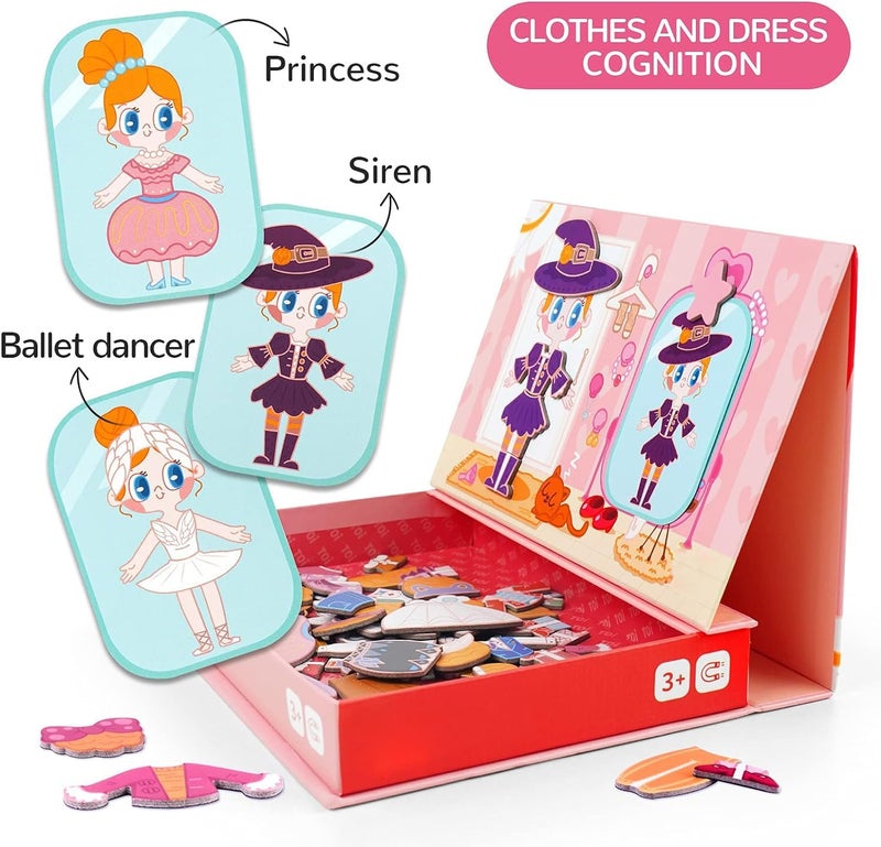 Zikra Kids Magnet Toys Magnetic Jigsaw Puzzle Boxes with Game Board for Kids Ages 3-8, Preschool Tabletop Toy for Toddlers, Portable Travel Game, Girl - Image 3