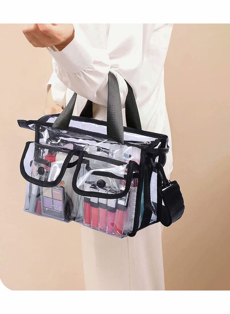 SYOSI Clear Makeup Bag Transparent Toiletry with Strap Portable Cosmetic Case Airport Make-up Waterproof Shoulder Pouch Travel Business Wash for Men Women Kids - Image 3