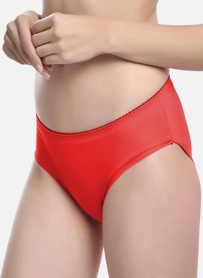 FIMS Women Pack of 3 Seamless Anti Microbial Hipster Briefs - Beige, Purple, Red - Image 5
