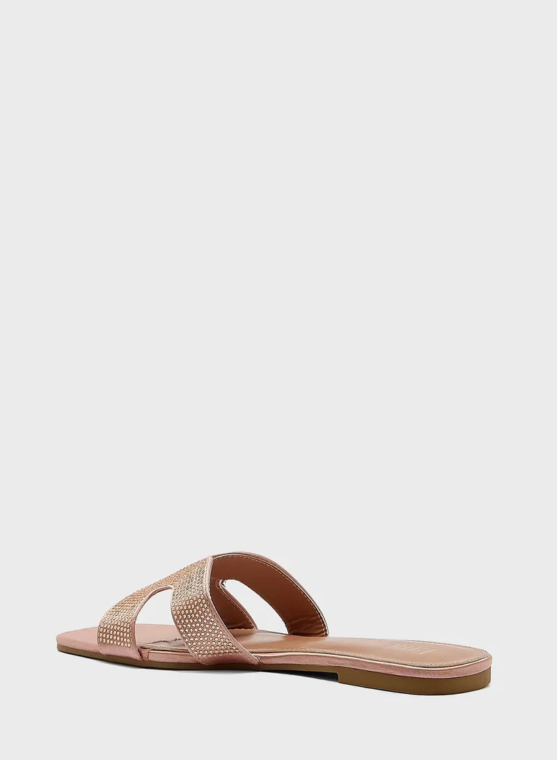 ELLA Jewelled Cut Out Detail Flat Sandal