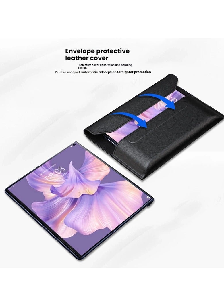عام غطاء جلدي متوافق مع VIVO X Fold5 - حافظة مطوية مغناطيسية بتصميم الظرف، واقية من الصدمات والسقوط لـ VIVO X Fold5 - Image 3