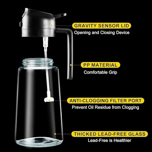 GVB ENTERPRISE 2 in 1 Olive Oil Sprayer Mister & Oil Dispenser Bottle for Kitchen | Air Fryer | Salad | Baking | Glass Oil Bottle with Premium Nozzle(500 Ml) - Image 2