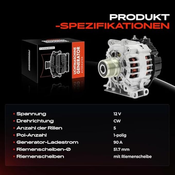 Frankberg Alternator Generator 90A Compatible with A-Class W168 A140 A160 A190 1.4L-1.9L 1998-2004 Vaneo 414 1.6L 2002-2005 Replace# SG9B037 - Image 4