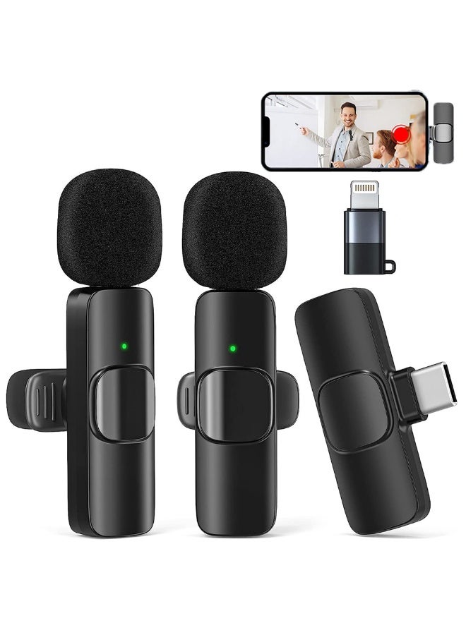 Wireless Lavalier Microphone for iPhone, Android - Cordless Omnidirectional Condenser Recording Mic for Interview Video Vlogging Noise Lapel Microphone - Image 1
