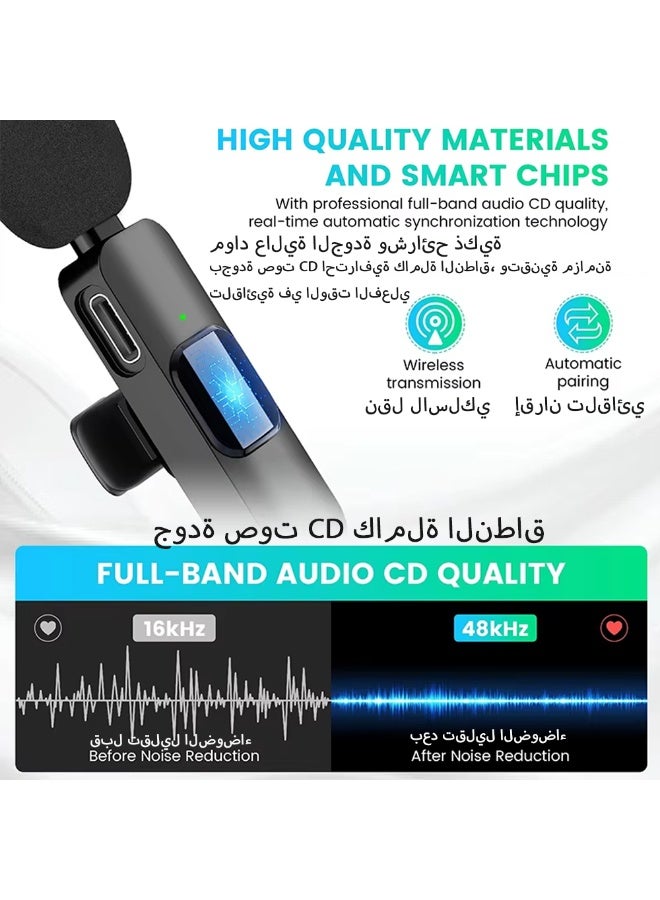 Wireless Lavalier Microphone for iPhone, Android - Cordless Omnidirectional Condenser Recording Mic for Interview Video Vlogging Noise Lapel Microphone - Image 4