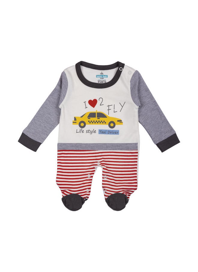 Babies Basic 100% Cotton Printed Long Sleeves Jumpsuit/Romper/Sleepsuit With Feet Covering For Babies  - Image 1