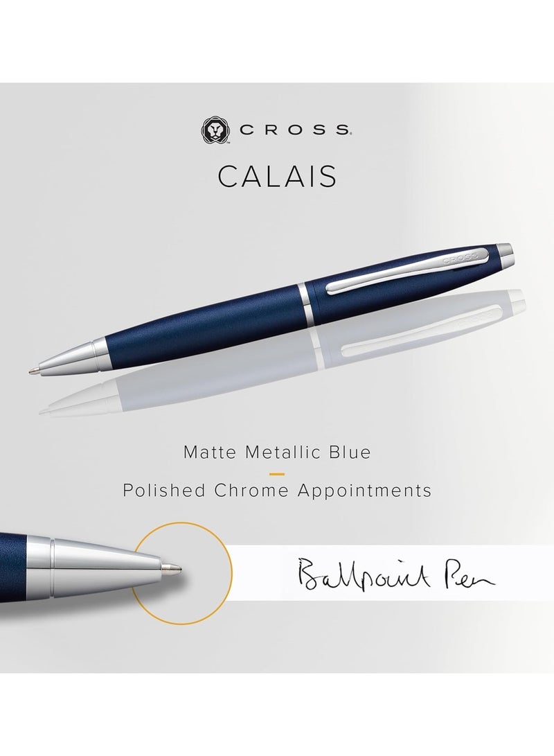 Cross 1-Piece Calais Ballpoint Pen In Gift Box Black Ink Blue Barrel - Image 2