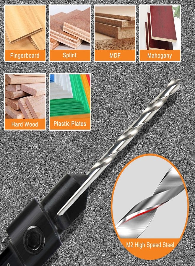 DECKRKAT 3 Pack Countersink Drill Bit Set #10#12#16, 3in1 Woodworking Counterbore Hole Saw Drill Bits, Depth Adjustable M2 Pilot Drill Bits, 82-Degree Chamfer, 1/4"Hex Shank, with 1 Allen Wrench - Image 5