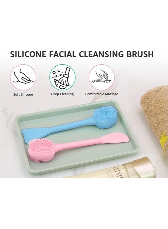 4-Piece Silicone Manual Cleansing Brush, All-in-one Facial Cleansing Brush, Exfoliating Brush, Cream Applicator for Pore Cleansing Gentle Exfoliating - Image 4
