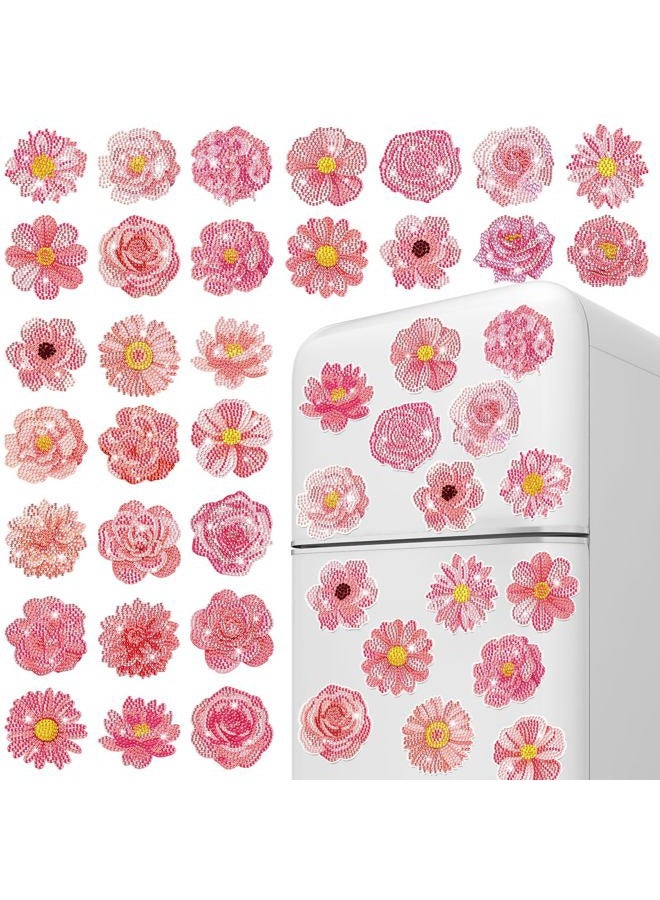 Copkim 30 Pcs Diamond Art Magnets Refrigerator Easy Art Kits Fridge Diamond Painting Magnets Stickers for Adults DIY Home Decors Flower Butterfly(Hydrangea) - Image 1