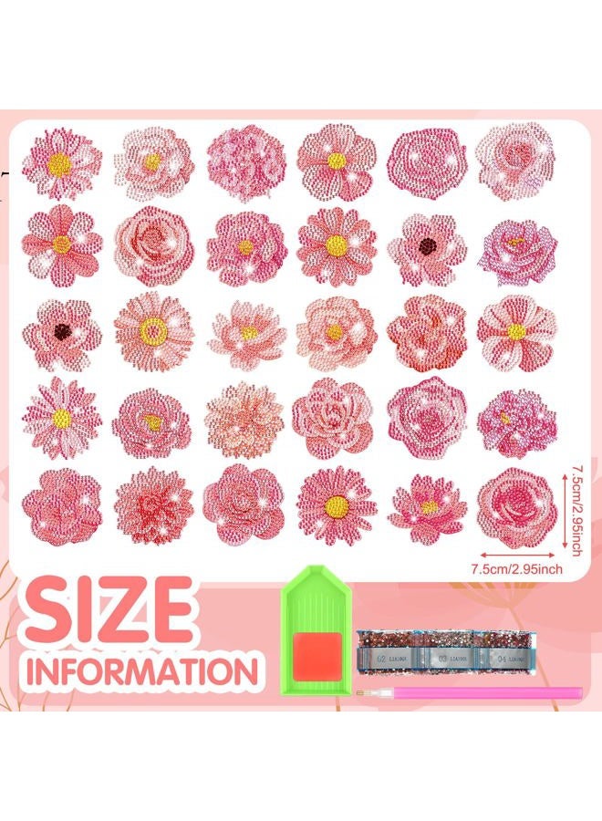 Copkim 30 Pcs Diamond Art Magnets Refrigerator Easy Art Kits Fridge Diamond Painting Magnets Stickers for Adults DIY Home Decors Flower Butterfly(Hydrangea) - Image 4