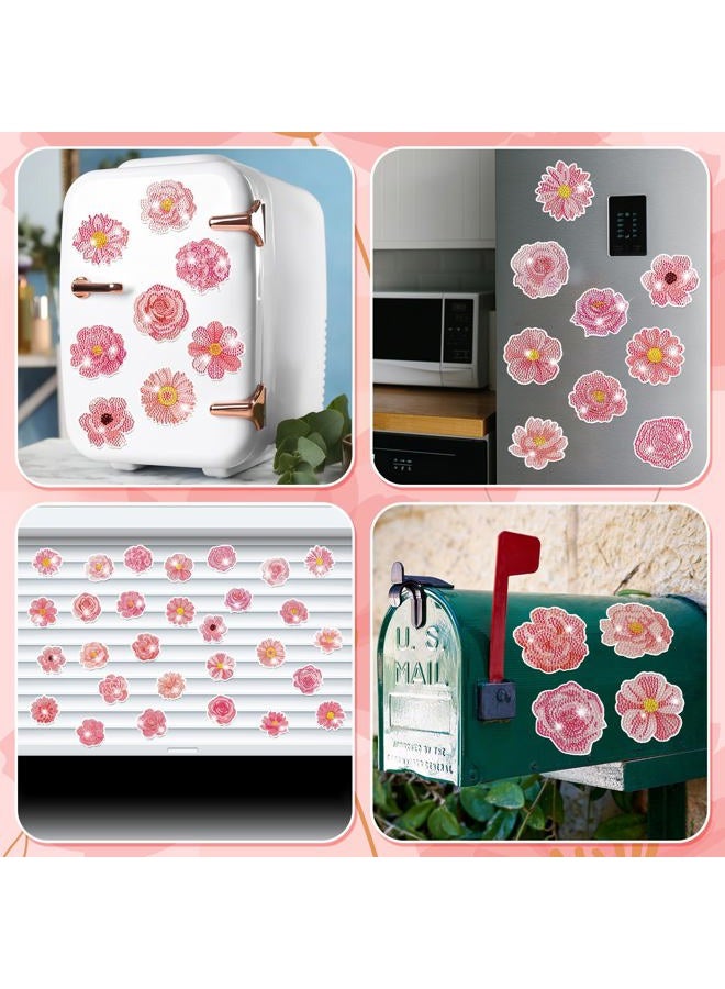 Copkim 30 Pcs Diamond Art Magnets Refrigerator Easy Art Kits Fridge Diamond Painting Magnets Stickers for Adults DIY Home Decors Flower Butterfly(Hydrangea) - Image 5