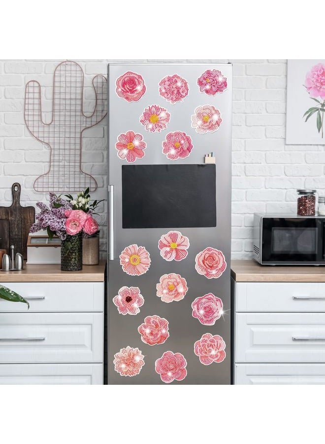 Copkim 30 Pcs Diamond Art Magnets Refrigerator Easy Art Kits Fridge Diamond Painting Magnets Stickers for Adults DIY Home Decors Flower Butterfly(Hydrangea) - Image 3