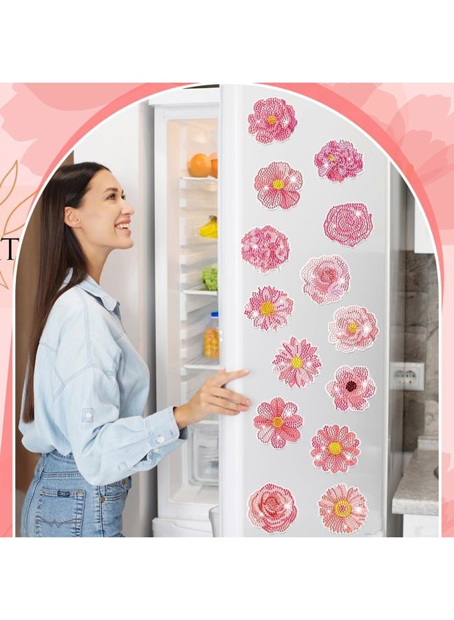 Copkim 30 Pcs Diamond Art Magnets Refrigerator Easy Art Kits Fridge Diamond Painting Magnets Stickers for Adults DIY Home Decors Flower Butterfly(Hydrangea) - Image 2