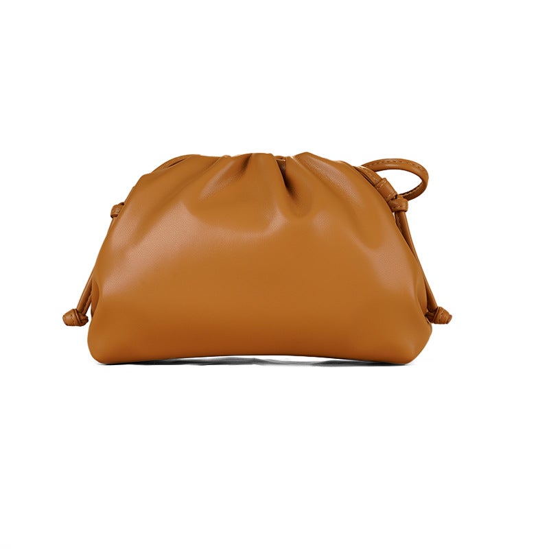 Cloud Bag Pleated Clip Small Bag Women'S K-Style Pure Color Soft Leather Clutch Bag Dinner Shoulder Bag Women'S Dumpling Bag - Image 2