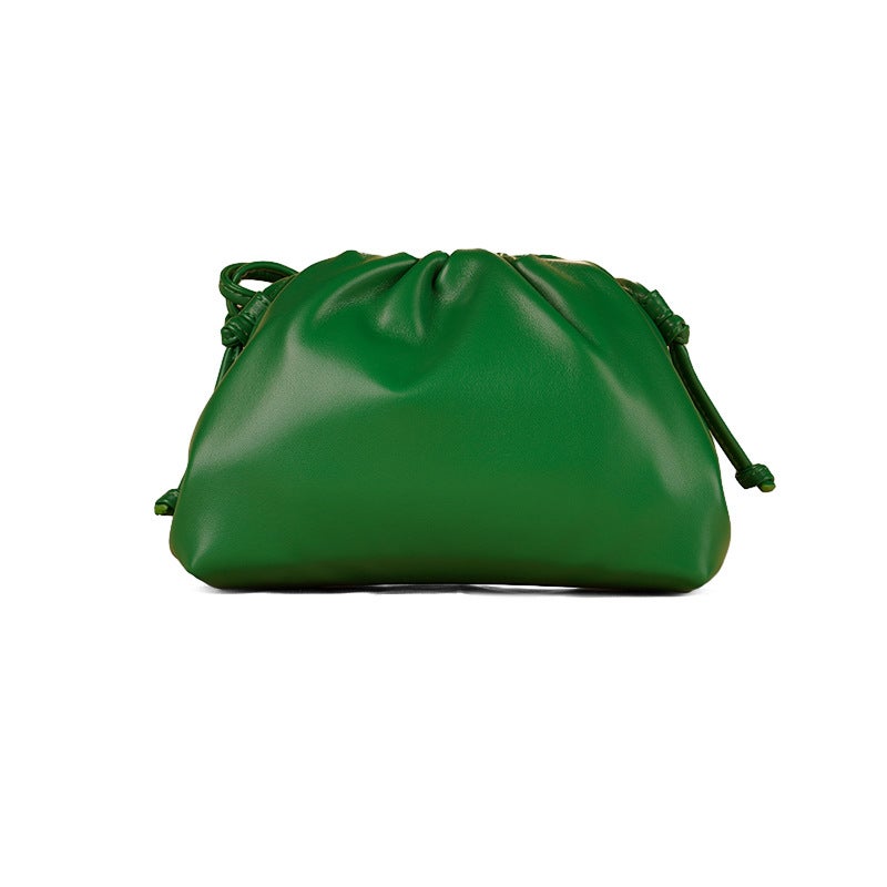 Cloud Bag Pleated Clip Small Bag Women'S K-Style Pure Color Soft Leather Clutch Bag Dinner Shoulder Bag Women'S Dumpling Bag - Image 4