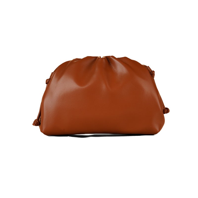 Cloud Bag Pleated Clip Small Bag Women'S K-Style Pure Color Soft Leather Clutch Bag Dinner Shoulder Bag Women'S Dumpling Bag - Image 5