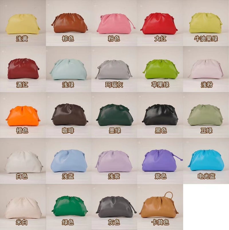 Cloud Bag Pleated Clip Small Bag Women'S K-Style Pure Color Soft Leather Clutch Bag Dinner Shoulder Bag Women'S Dumpling Bag - Image 3