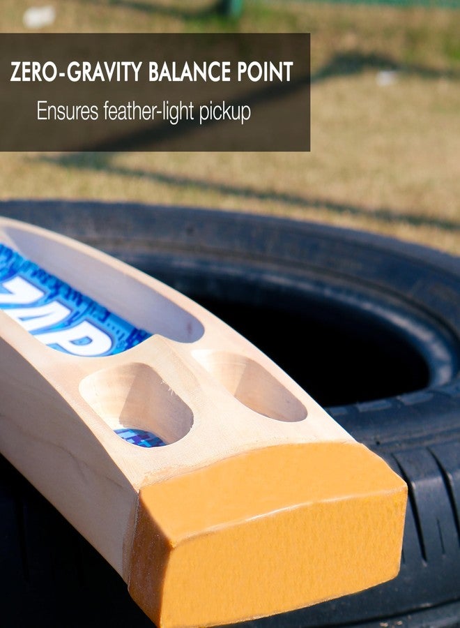 زاب مضرب تنس كريكيت ZAP Bouncer Kashmir Willow Scoop (35 بوصة، حجم كامل SH) | تصميم بخمسة تجاويف | خفيف الوزن ومتوازن جيدًا | مثالي لكرات التنس اللينة والصلبة | مضرب تنس جاهز للبطولات - Image 4