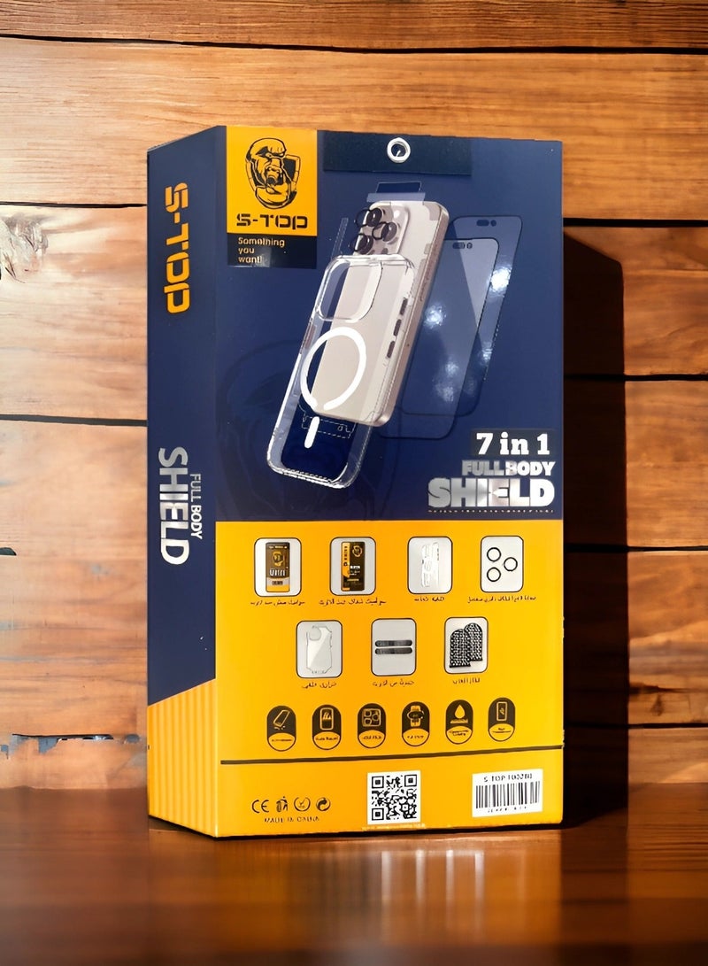 اس-توب بكج الحماية الكاملة لـ سامسونج جالكسي اس 24 الترا (Samsung Galaxy S24 Ultra) مع كفر يدعم الشحن اللاسلكي (MagSafe) حماية كاملة لجهازك ضد الخدوش والسقوط (7in1), البكج الأصلي من S-TOP - Image 3