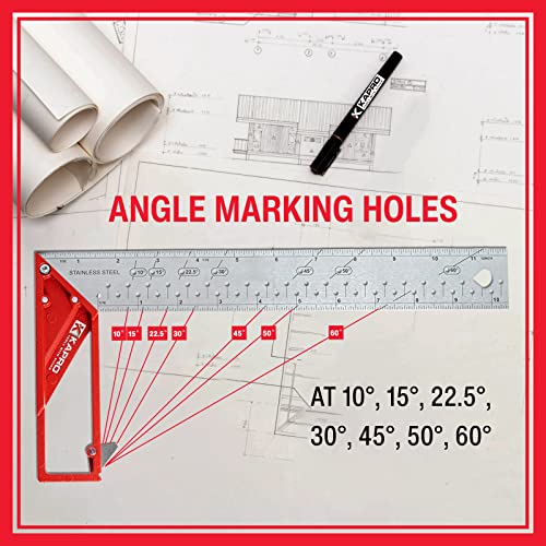 Kapro - 353 Professional Ledge-It Try & Mitre Square - For Leveling and Measuring - Features Stainless Steel Blade, Retractable Ledge, and Etched Ruler Markings - 12 Inch - Image 3