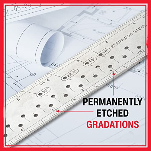 Kapro - 353 Professional Ledge-It Try & Mitre Square - For Leveling and Measuring - Features Stainless Steel Blade, Retractable Ledge, and Etched Ruler Markings - 12 Inch - Image 5