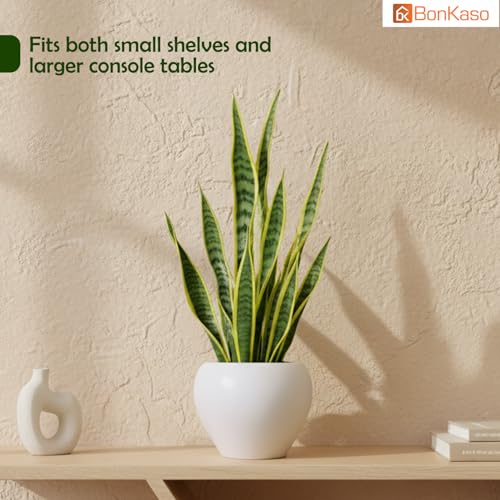 BonKaso 4 Inch White Apple Shape Flower Pot for Home Decor (Pack of 6) | Unbreakable Plastic Planter with Ceramic Look Finish for Living Room, Bedroom, Office & Balcony (11 x 11 x 9.5) - Image 2