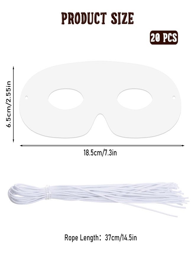 Prasacco 20 Pcs Paper Masks for Crafts, White Paper Eye Masks Paintable Plain Masquerade Mask DIY Blank Mask for Halloween Mardi Gras Costume Party Decorations - Image 2