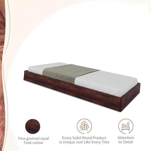 CRAFT D ARTS Sheesham Wood Low Height Single Size Bed Without Storage | Wooden Single Bed | Space Saving Low Floor/Lying/Rise/Level/Profile Cot Bed for Bedroom | Bryan, Dark Brown - Image 4