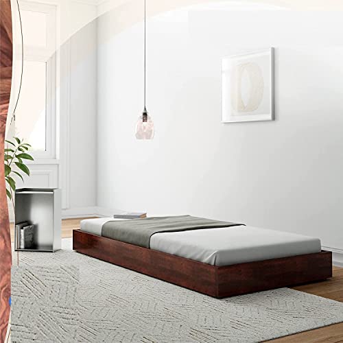 CRAFT D ARTS Sheesham Wood Low Height Single Size Bed Without Storage | Wooden Single Bed | Space Saving Low Floor/Lying/Rise/Level/Profile Cot Bed for Bedroom | Bryan, Dark Brown - Image 1