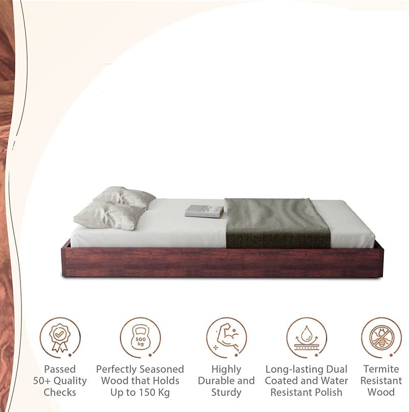 CRAFT D ARTS Sheesham Wood Low Height Single Size Bed Without Storage | Wooden Single Bed | Space Saving Low Floor/Lying/Rise/Level/Profile Cot Bed for Bedroom | Bryan, Dark Brown - Image 5