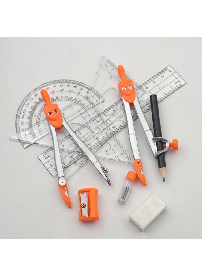 Akuoly Maths Comp Geometry Set for Students with Protractor, Set Squares in Carry Case, Orange - Image 5