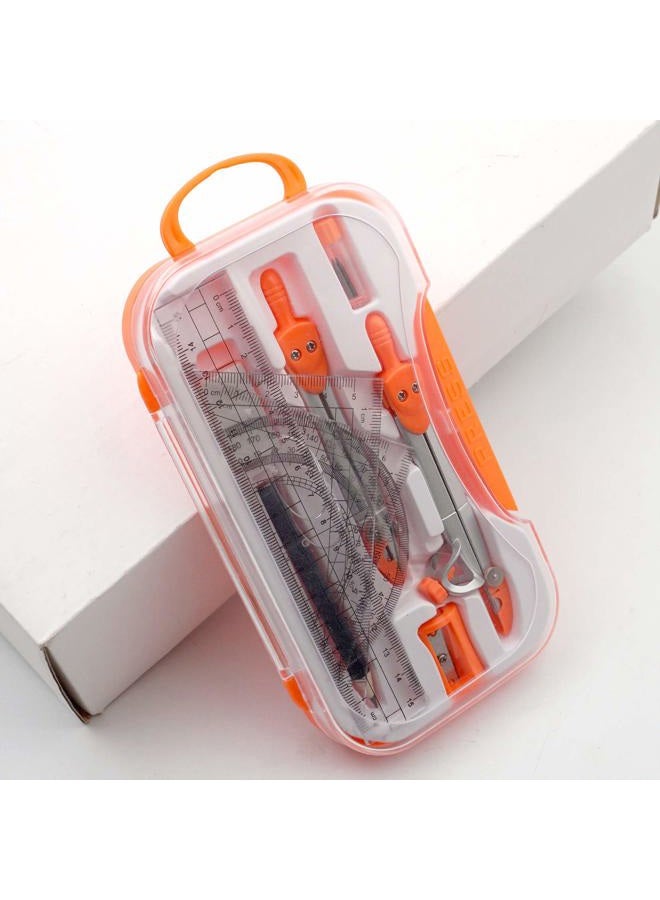Akuoly Maths Comp Geometry Set for Students with Protractor, Set Squares in Carry Case, Orange - Image 4