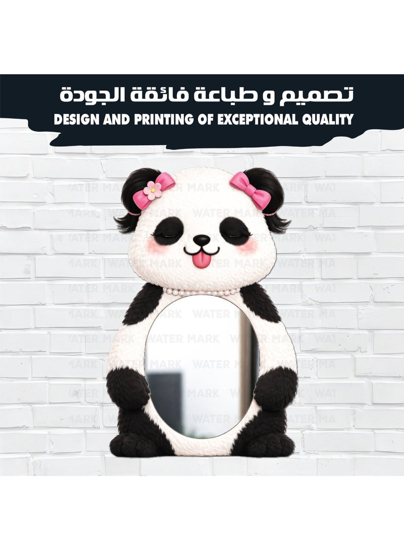مرآة حائط للأطفال على شكل بندا كرتوني للبنات، مصنوعة من خشب عالي الجودة بتصميم لطيف ومرح، آمنة للأطفال وغير قابلة للكسر، خفيفة الوزن وسهلة التركيب، مثالية لديكور غرف الأطفال وتضيف لمسة جميلة . - Image 3