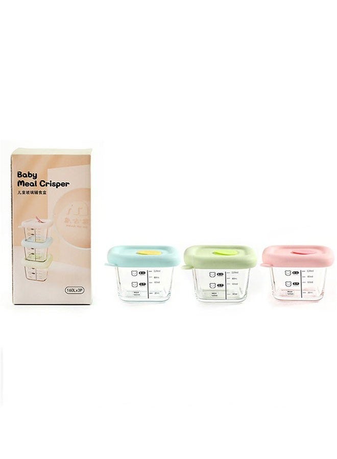 3 PCS Square Baby Food Containers, Reusable Infant Food Storage Jars, Small Snack Container with Lids for Infant & Babies, Microwave & Dishwasher Friendly - Image 1
