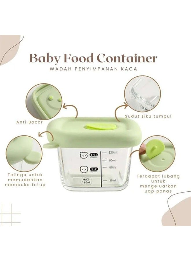 3 PCS Square Baby Food Containers, Reusable Infant Food Storage Jars, Small Snack Container with Lids for Infant & Babies, Microwave & Dishwasher Friendly - Image 3