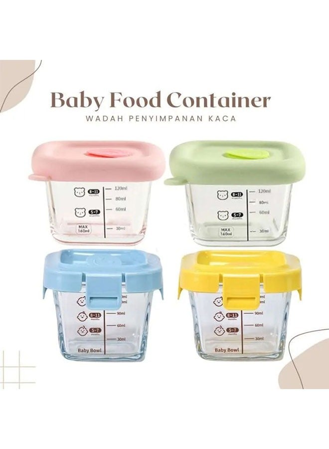 3 PCS Square Baby Food Containers, Reusable Infant Food Storage Jars, Small Snack Container with Lids for Infant & Babies, Microwave & Dishwasher Friendly - Image 2