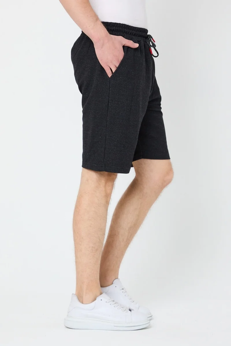 ميتاليك Men's Black Shorts - Side Pockets Elastic Waist Regular Fit Relaxed Cut