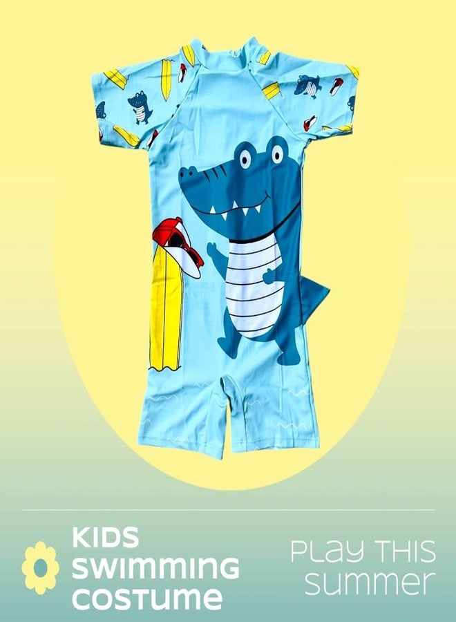 DRAUSS Kids Swimming Costume Set | One-Piece Swimsuit with Cap, Goggles & Ear Plugs | Unisex Swimwear for Boys and Girls | Ideal for Pool, Beach, Swimming Lessons & Water Fun (3-4 Y_Dino Blue) - Image 3